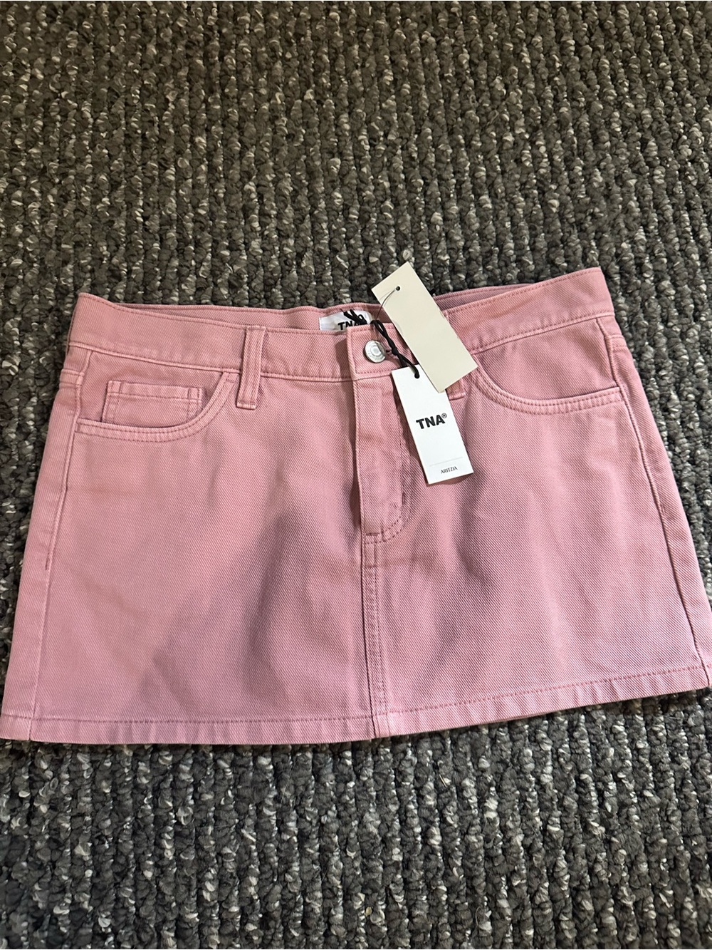 TNA Aritzia pink  Denim Mini Skirt